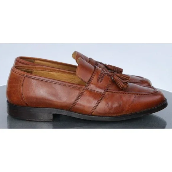 Johnston & Murphy Men's Kiltie Tassel Loafer Shoes Sz 10.5 M Leather Handcrafted